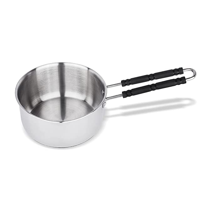 GAZELLE Stainless Steel Induction Bottom Tea pan for Kitchen/ Stainless Steel Tea Sauce pan/ Stainless Steel Induction Base bartan chai Coffee pan No.12 (900ml)