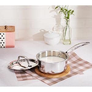 Classic Essentials Tryply, 18/10 Stainless Steel Induction Base Saucepan,Milk and Tea Pan,Gravy Pan with Side Handle and Lid Induction -(2.5 LTR 18cm),Silver