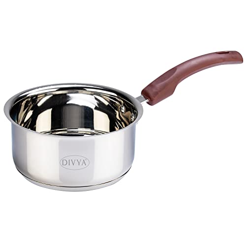 DIVYA Stainless Steel 1.5 litres Sauce Pan with Silicon Handle, Encapsulated Triply Bottom