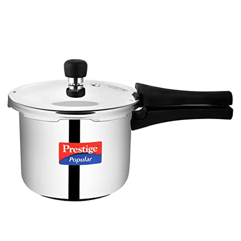 Prestige Popular 3 Litre Stainless Steel Pressure Cooker – Safe, Durable & Even Heat Cooking