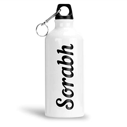 FurnishFantasy Aluminium White Sipper Bottle 750 ml - Best Personalized Gift for Happy Birthday, Return Gift, Name - Sorabh