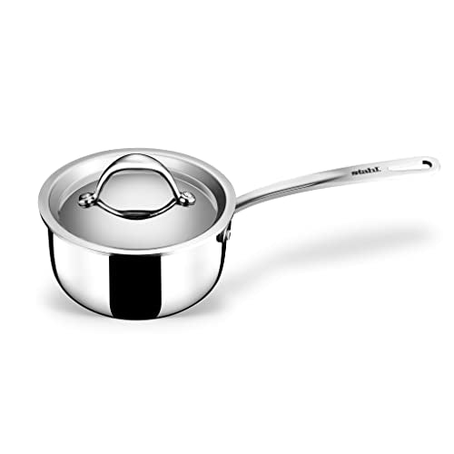 Stahl Stainless Steel Tea Pan | Triply Saucepan with Lid | Milk Pan 1L | Gas & Induction Base Sauce Pan | Artisan 4214, Dia 14cm