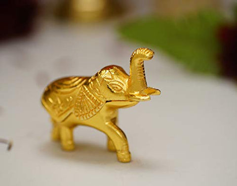 Haldi Kumkum Holder in Elephant Shaped | Gold Plated Elephant Kumkum Dabbi
