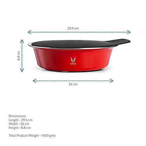 Vaya HauteCase - Premium Stainless Steel Insulated Casserole | Stack Lid | Keeps Roti Rice Meals Fresh n Hot | Improves Home Kitchen n Dining Table Decor | 1.1 Litre | Scarlet Red