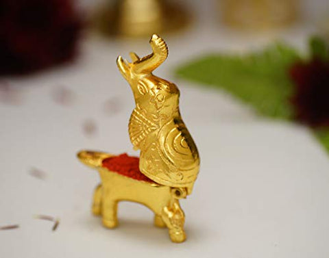 Haldi Kumkum Holder in Elephant Shaped | Gold Plated Elephant Kumkum Dabbi