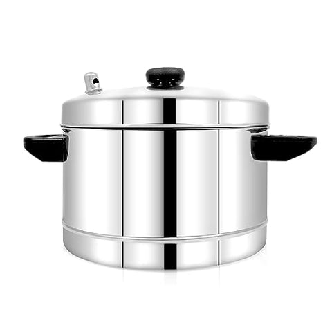 Stainless Steel Idly Cooker - Regular | Classic Stainless Steel Idly Cooker Pot | Steel Idli Maker with Silver Lid - 4 Plates (for 16 Idlies)