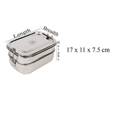 JVL Stainless Steel Double Layer Rectangular Lunch Box