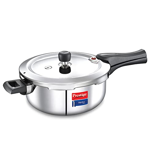 Prestige Svachh Triply Outer Lid Pressure Cooker with Unique Deep Lid, 3.5 Litre, Silver