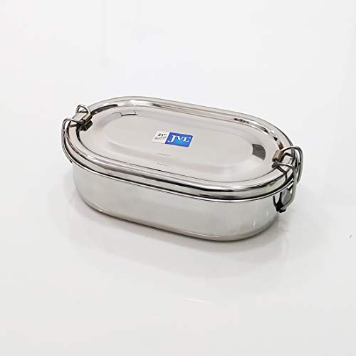 J V L Stainless Steel Lunch Box, 0.4 Liters, Silver