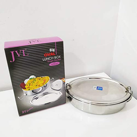 JVL Stainless Steel Single Layer Oval Lunch Box with Capsule - Big