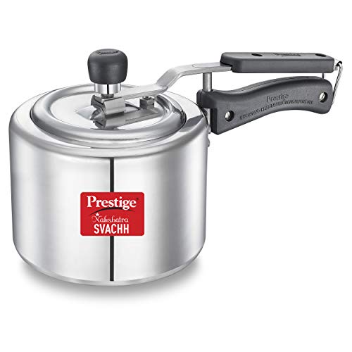 Prestige Svachh, 10729, 2 L, Straight Wall Aluminium Pressure Cooker, with deep lid for Spillage Control