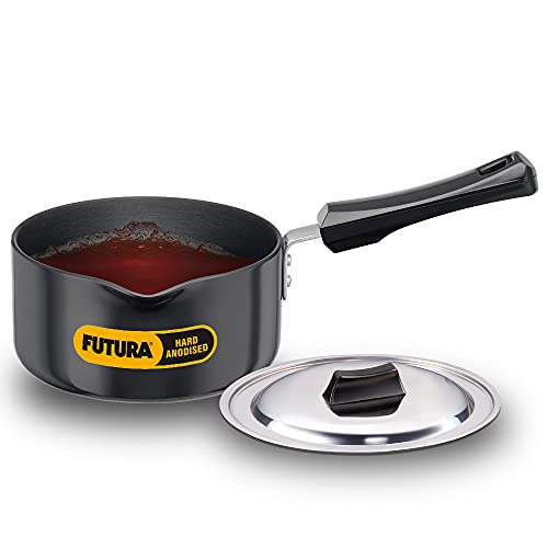 Hawkins Futura Hard Anodised Induction Compatible Saucepan with Stainless Steel Lid, Capacity 1.5 Litre, Diameter 16 cm, Thickness 3.25 mm, Black (IAS15S)
