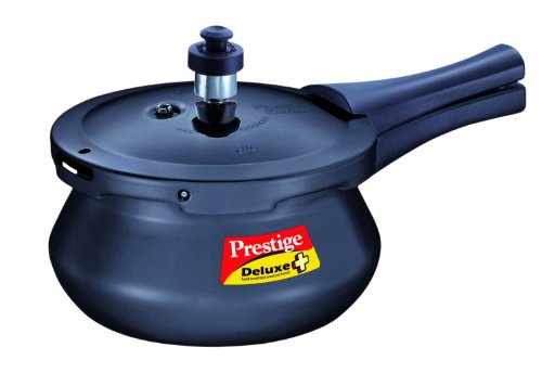 Prestige Deluxe Plus Baby Induction Base Hard Anodized Pressure Handis, 2 Litres, Black