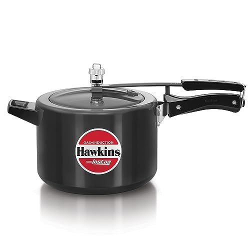 Hawkins 5 Litre Instaa Pressure Cooker, Induction Inner Lid Cooker, Tall Body Hard Anodised Cooker, Best Black Cooker, Black (IIH50)