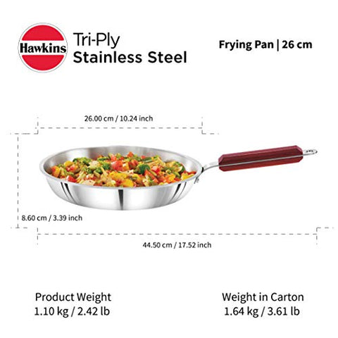 Hawkins Tri-ply Stainless Steel Frying Pan 26 cm