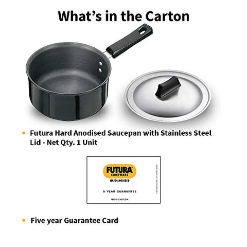 Futura Hard Anodised Sauce Pan 2-1/4 Litre with Steel Lid
