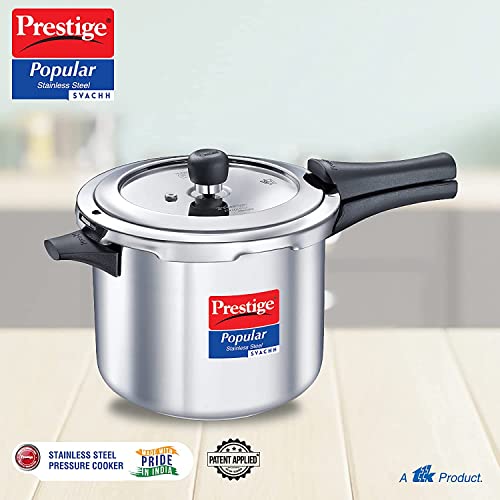 Prestige Popular Svachh Spillage Control Stainless Steel Pressure Cooker, 2 L (Silver)