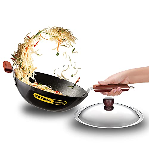 FUTURA INW30S 3 L Non-Stick Induction Stir Fry Wok, Medium, Black