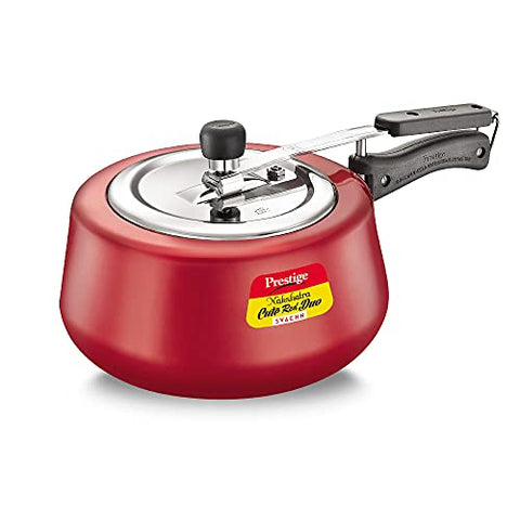 Prestige Nakshatra Cute Duo Svachh Aluminium Inner Lid Pressure Cooker, 2 Litre, Red