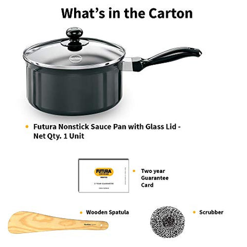 Futura Non Stick 8-Inch Sauce Pan with Glass Lid, 3.0-Liter