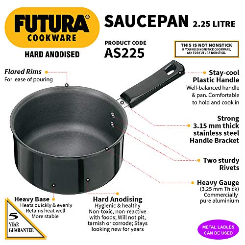 Futura Hard Anodised Sauce Pan, 2.25 Litres