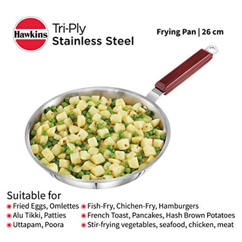 Hawkins Tri-ply Stainless Steel Frying Pan 26 cm