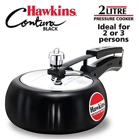 Hawkins CB20 Hard Anodised Pressure Cooker, 2-Liter, Contura Black