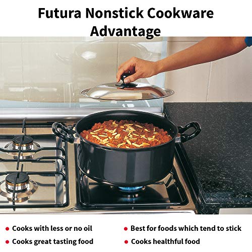 Futura Induction Future Nonstick Induction Base Stewpot with Steel Lid, 3 L, Small, Black