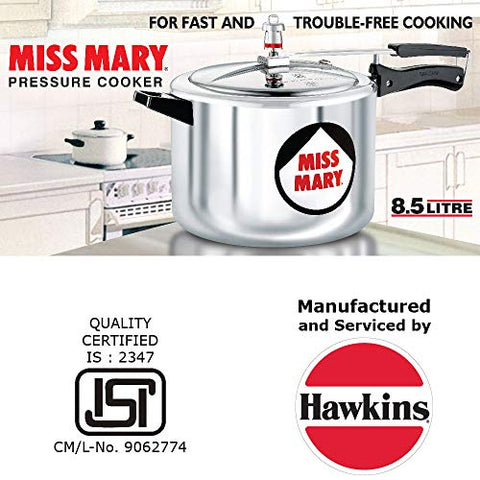 Hawkins Miss Mary Aluminium Pressure Cooker, 8.5 Litres