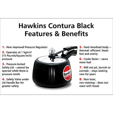 Hawkins CB30 Hard Anodised Pressure Cooker, 3-Liter, Contura Black