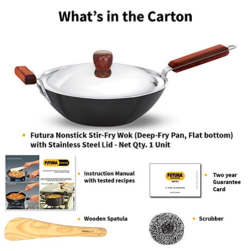 FUTURA INW30S 3 L Non-Stick Induction Stir Fry Wok, Medium, Black