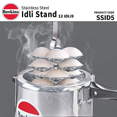 Hawkins Stainless Steel Idli Stand - 12 Idlis, (For 5 Litre and bigger Pressure Cooker), Silver (SSID5)