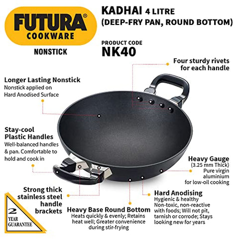 Hawkins Futura Non-Stick Round Bottom Deep-Fry Pan, 30cm