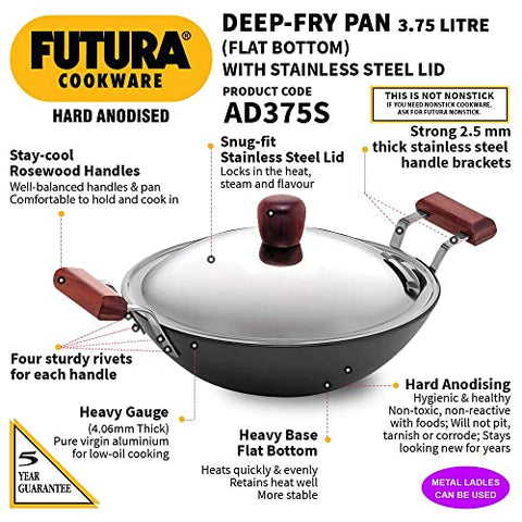 Futura Anodised Kadhai, 3.75L, Gray