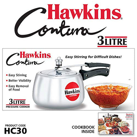 Hawkins HC30 Contura 3-Liter Pressure Cooker, Small, Aluminum