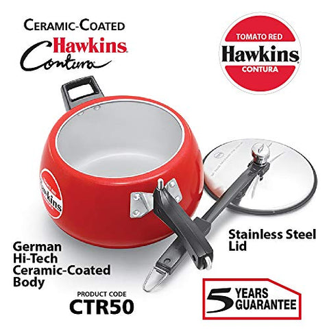 Hawkins CTR50 Pressure Cooker, 5 L, Red