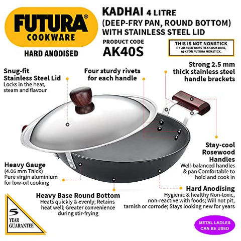 HAWKINS Futura Hard Anodised 4 ltr Kadhai