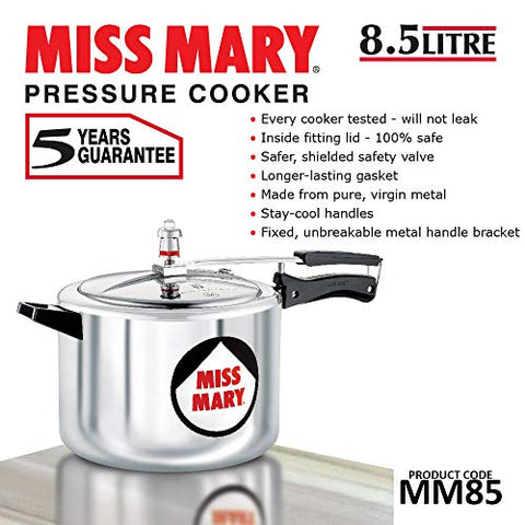 Hawkins Miss Mary Aluminium Pressure Cooker, 8.5 Litres