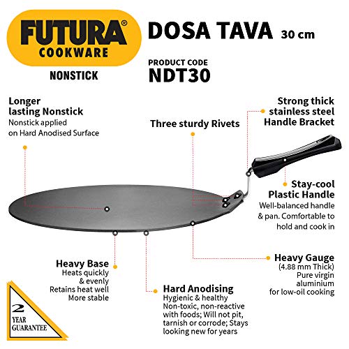 FUTURA - DT30 Futura DT-30 Dosa Tava Nonstick indian, 12-inch, Black