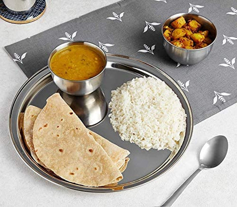 Sharda Metals Solid Steel Lunch Dinner Thali Plates - Set of 6, 11.5 inches - 30 cms