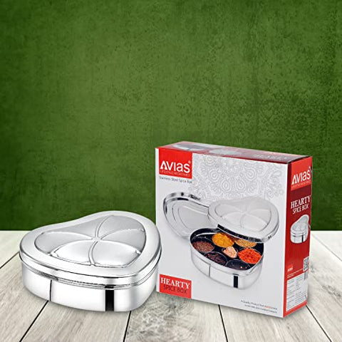 AVIAS HEARTY Stainless Steel Spice Box | Dry Fruits Box (Medium)