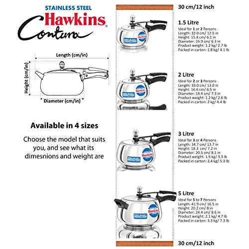 Hawkins Contura-SSC30 Pressure cooker, Small, Silver