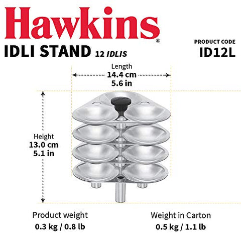 Hawkins Idli Stand for Pressure Cooker, 5-Liter, Small, Metallic