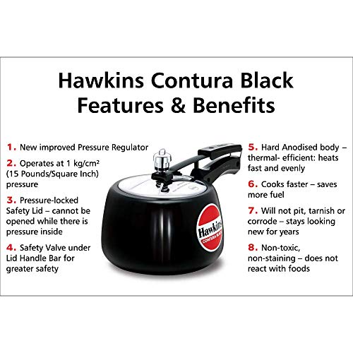 Hawkins Aluminium Contura Hard Anodised Inner Lid Pressure Cooker (Silver, 2 And 3 Litres) - Pack Of 2, 3 Liter