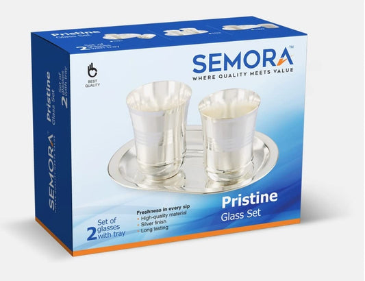 SEMORA Pristine Glass Set with Tray Silver Plated