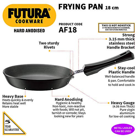 Futura Hard Anodised Frying Pan, 18cm