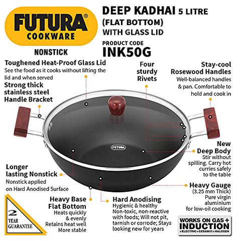 FUTURA INK50G Kadai, 5 Litre, Black