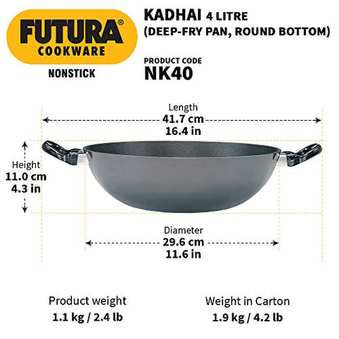 Hawkins Futura Non-Stick Round Bottom Deep-Fry Pan, 30cm