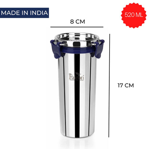 PddFalcon Stainless Steel Eco Nxt Tumbler/Glass with Steel Lid and Extra clamp, 100% Leak Proof (520ml)