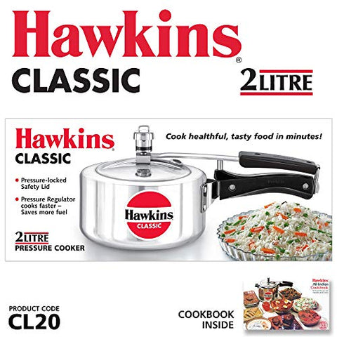 HAWKINS Classic CL20 2-Liter New Improved Aluminum Pressure Cooker, Small, Silver